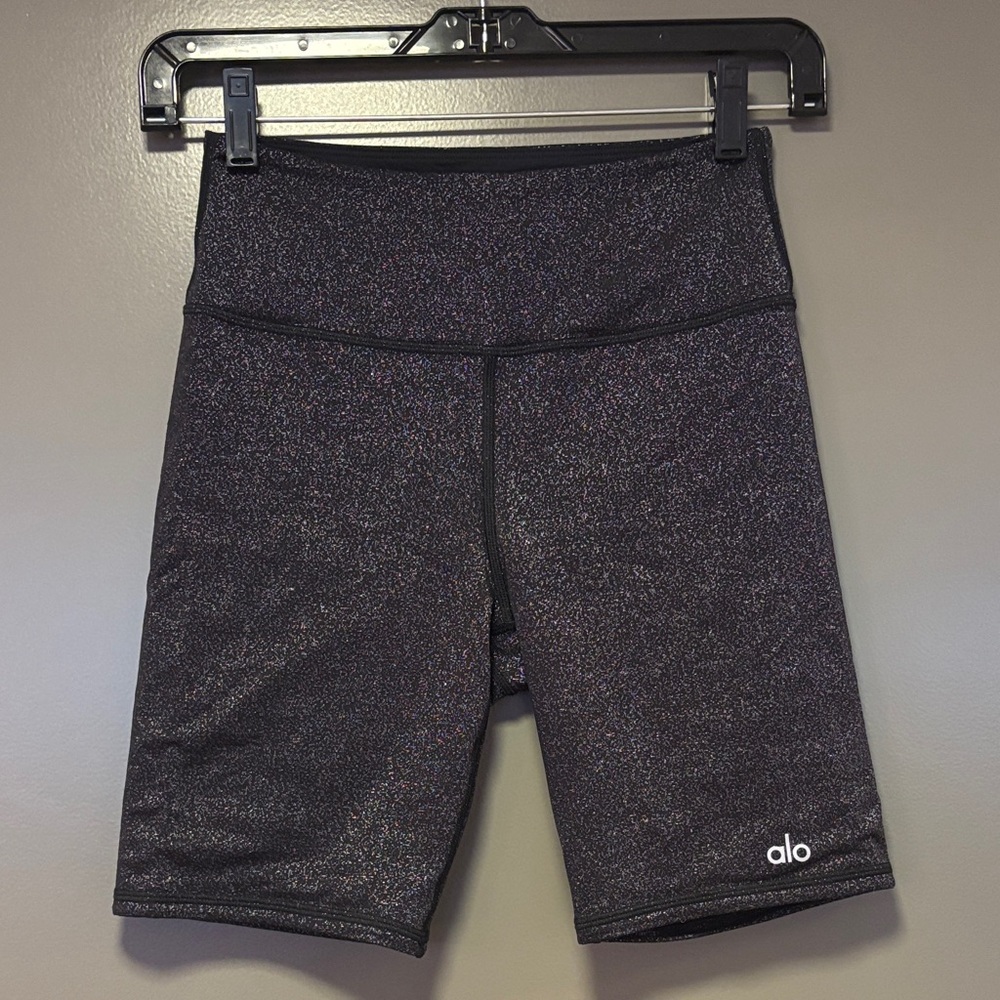 ALO Yoga Women's Sparkle Black Bike Shorts